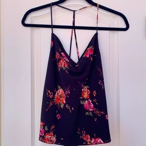 Intermix Cowl Neck Floral Tank Top Size 2